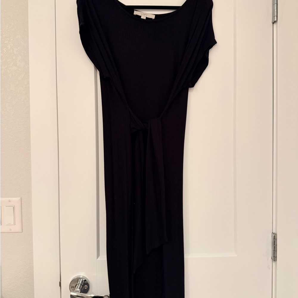 LOFT Black Maxi Dress with Front Tie